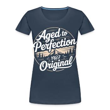 Jahrgang 1987 geboren Retro Original 1987 - Frauen Premium Bio T-Shirt - Navy - Vorne - Mia (176cm)