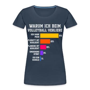 Why I lose at fencing Fencing - Women's Premium Organic T-Shirt - navy - Front - Mia (176cm)