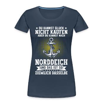 NORTH SEA YOU CAN'T BUY HAPPINESS BUT AFTER - Women's Premium Organic T-Shirt - navy - Front - Mia (176cm)