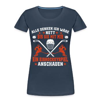 Eishockey eishockeyspieler - Frauen Premium Bio T-Shirt - Navy - Vorne - Mia (176cm)