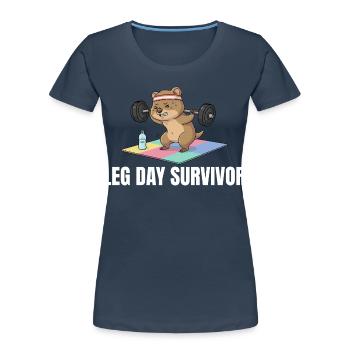 Leg Day Survivor Quokka Workout - Frauen Premium Bio T-Shirt - Navy - Vorne - Mia (176cm)