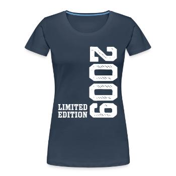 17e anniversaire 2009 Édition limitée Garçons Filles - T-shirt bio Premium Femme - bleu marine - Devant - Mia (176cm)