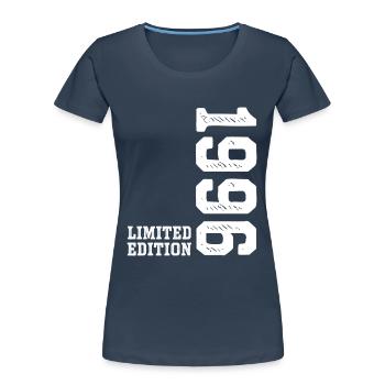 30e anniversaire 1996 Édition limitée Homme Femme - T-shirt bio Premium Femme - bleu marine - Devant - Mia (176cm)