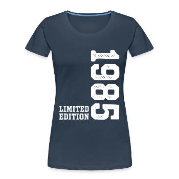 41e anniversaire 1985 Édition limitée Homme Femme - T-shirt bio Premium Femme - bleu marine - Devant - Mia (176cm)
