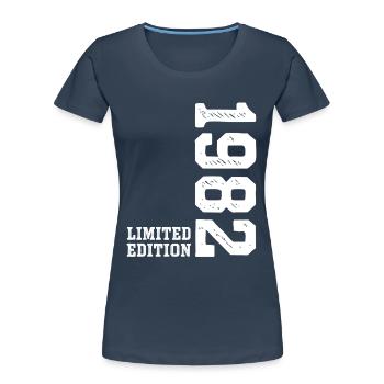 44e anniversaire 1982 Édition limitée Homme Femme - T-shirt bio Premium Femme - bleu marine - Devant - Mia (176cm)