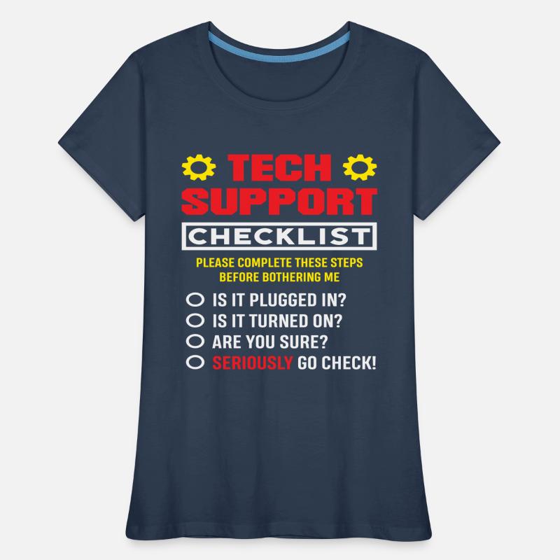 Tech Support Checklist Plug in IT Admin Women's Premium Organic T-Shirt