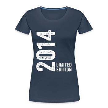 2014 12-Jahres-Jubiläum Limited Edition - Frauen Premium Bio T-Shirt - Navy - Vorne - Mia (176cm)