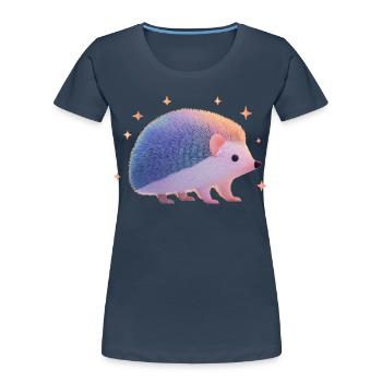 Hérisson avec des étoiles - T-shirt bio Premium Femme - bleu marine - Devant - Mia (176cm)