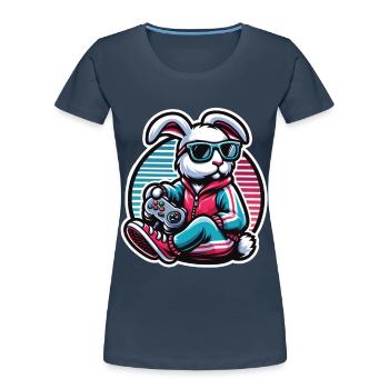 Zocker Osterhase für Nerds und Gamer - Frauen Premium Bio T-Shirt - Navy - Vorne - Mia (176cm)