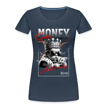 Money Saving : for about five minutes - Women's Premium Organic T-Shirt - navy - Front - Mia (176cm)