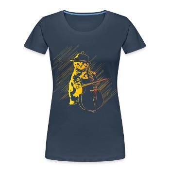 Cadeau de violoncelle chat - T-shirt bio Premium Femme - bleu marine - Devant - Mia (176cm)