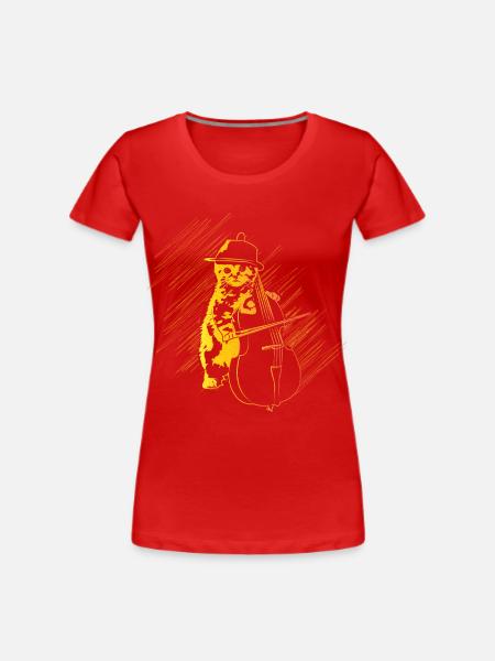 Katze Cello Geschenk - Frauen Premium Bio T-Shirt - Navy