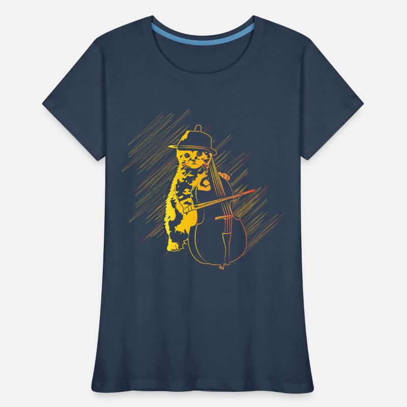 Cadeau de violoncelle chat T-shirt bio Premium Femme