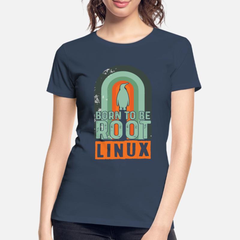 Né pour être Root Retro Linux Nerd Coding Geek T-shirt bio Premium Femme