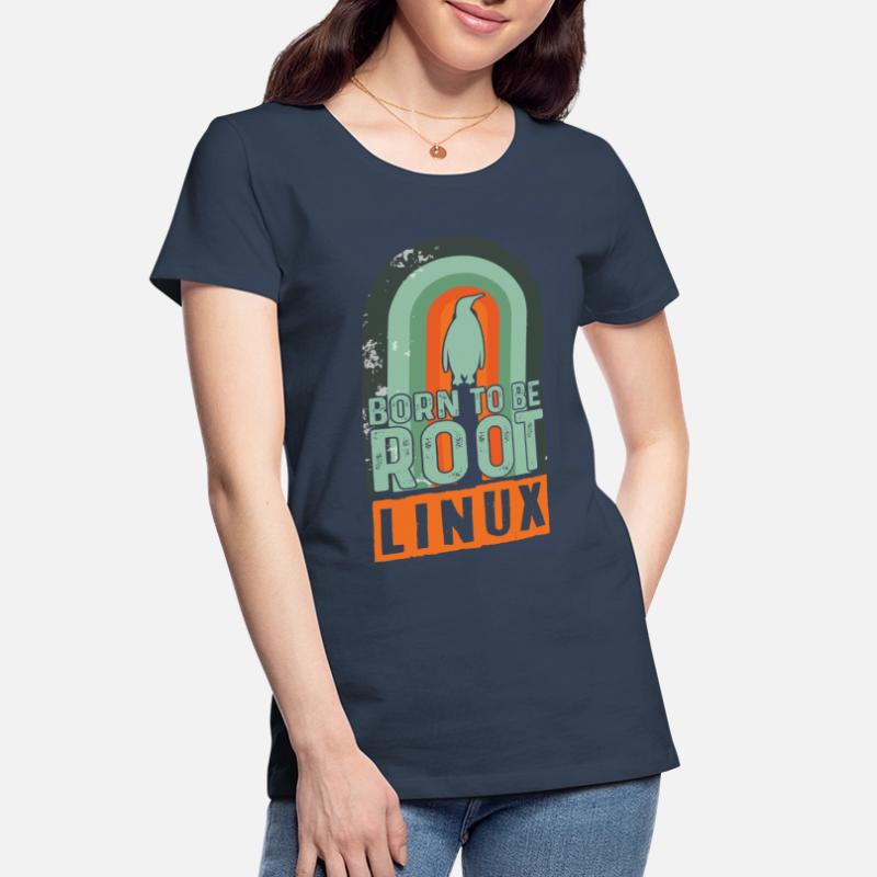 Né pour être Root Retro Linux Nerd Coding Geek T-shirt bio Premium Femme