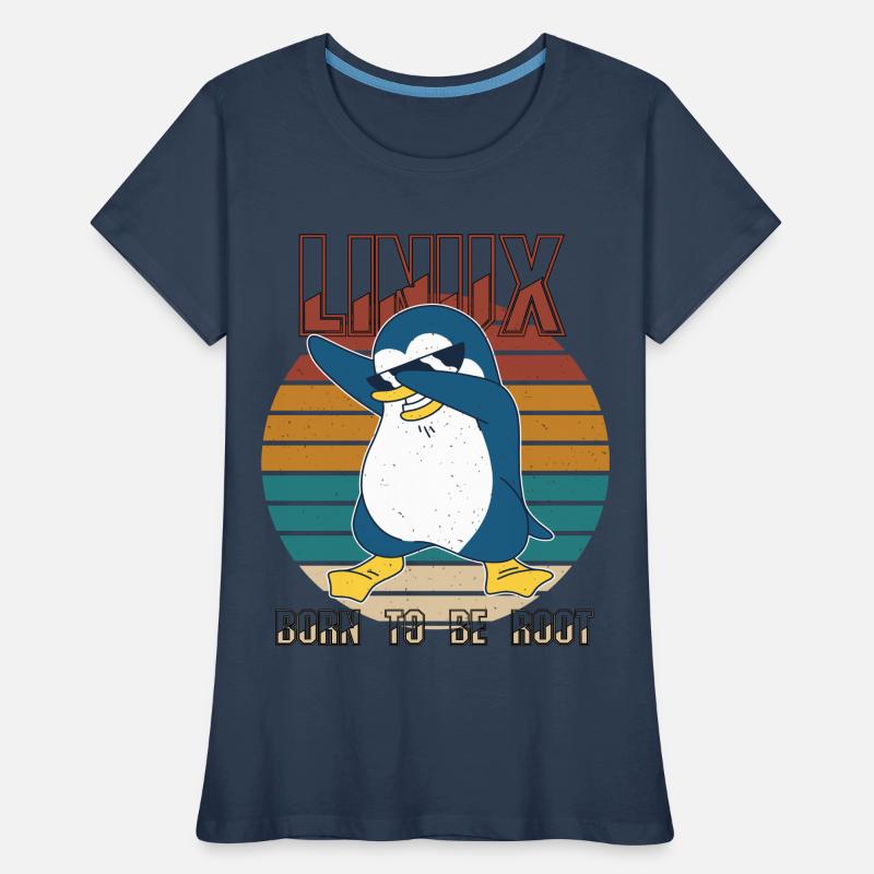 Linux Born To Be Root Cool Penguin Nerd Programmin Frauen Premium Bio T-Shirt