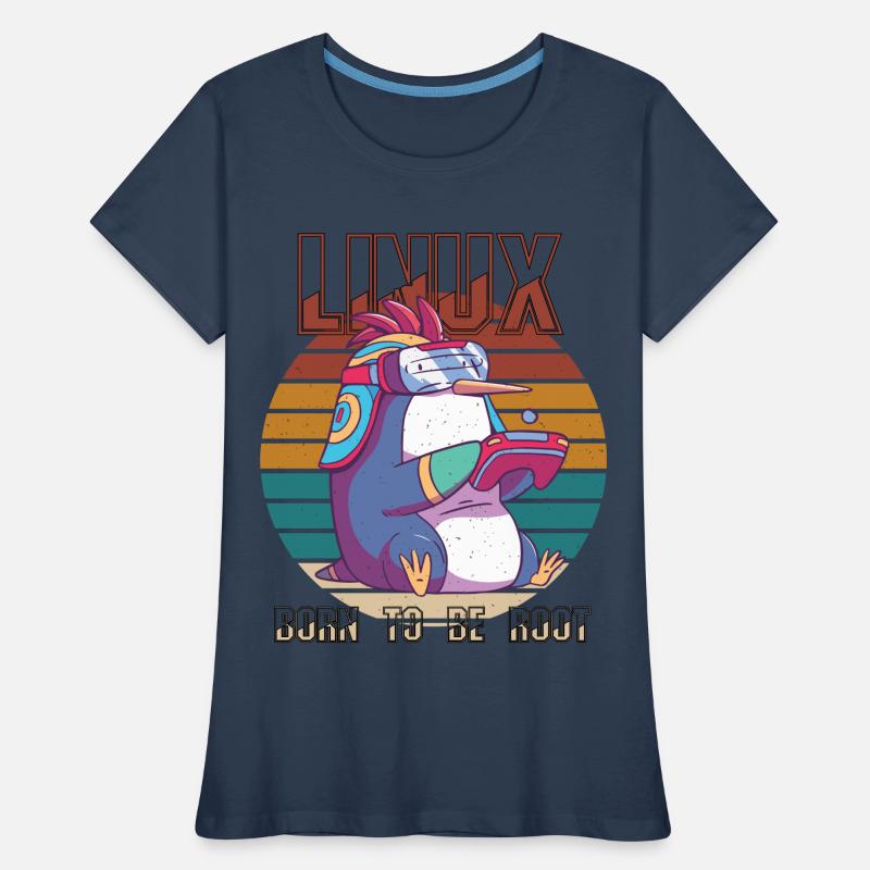 Linux Gamer Born To Be Root Cool Penguin Nerd Prog Women's Premium Organic T-Shirt
