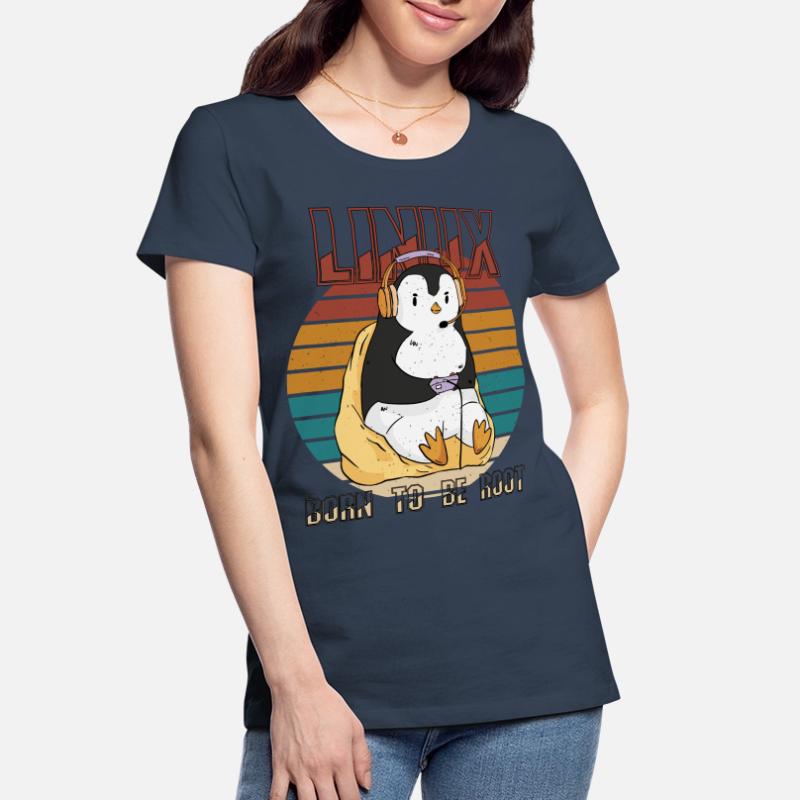 Linux Gamer Root Party Cool Penguin Nerd Programs Women's Premium Organic T-Shirt