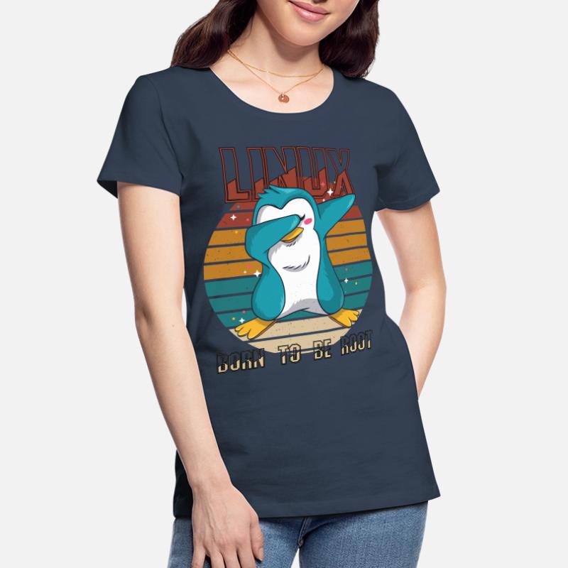 Geek Born To Be Root Linux Penguin Nerd Programmer Frauen Premium Bio T-Shirt
