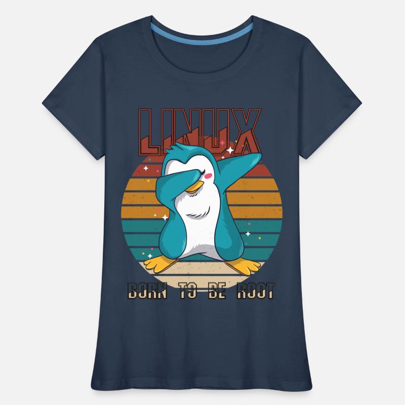 Geek Born To Be Root Linux Penguin Nerd Programmer Frauen Premium Bio T-Shirt