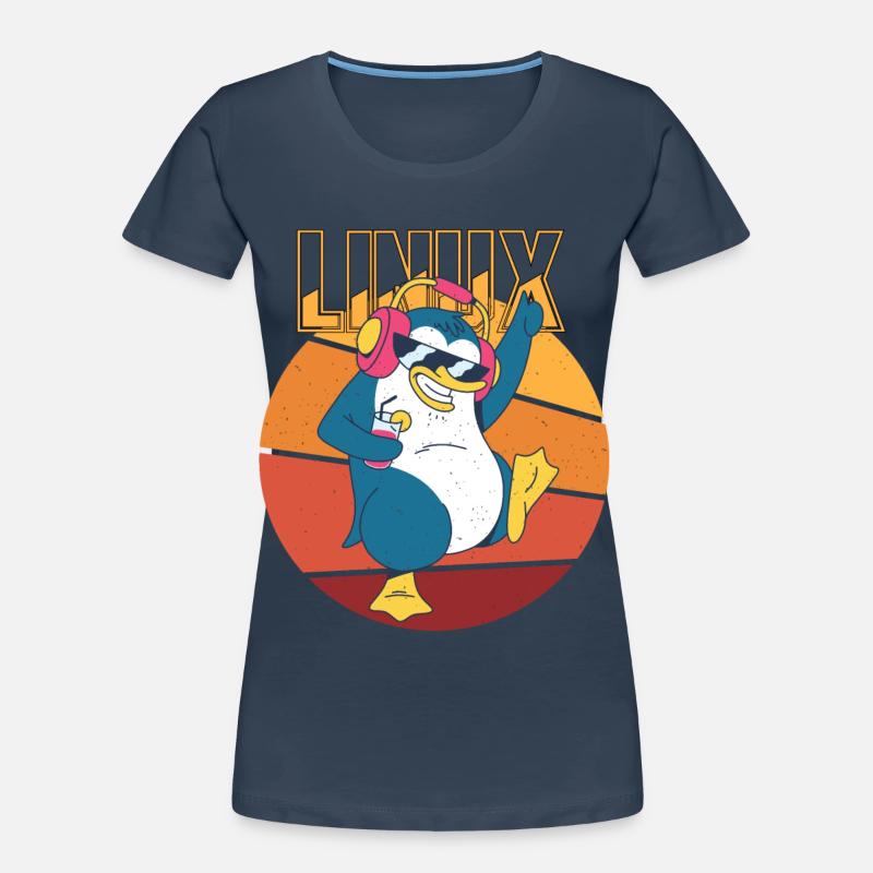 Party Linux Root Cool Penguin Nerd Game Programmer - T-shirt bio Premium Femme - bleu marine
