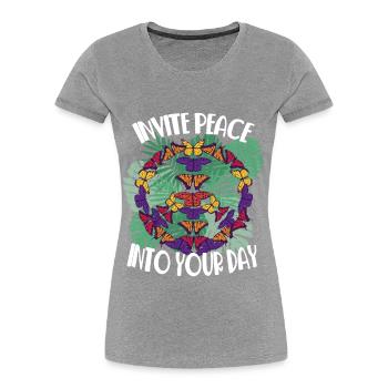 Be Kind Peace Hippie Love Freedom and G - Women's Premium Organic T-Shirt - navy - Front - Mia (176cm)