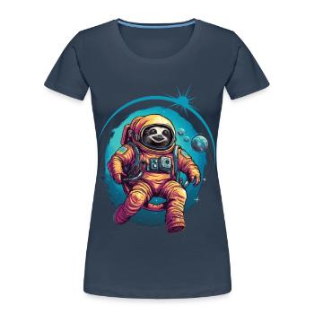 Faultier Astronaut Weltraum Raumfahrt Geschenk - Frauen Premium Bio T-Shirt - Navy - Vorne - Mia (176cm)