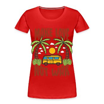 Make Love Not War Flower Power Hippie - Women's Premium Organic T-Shirt - navy - Front - Mia (176cm)