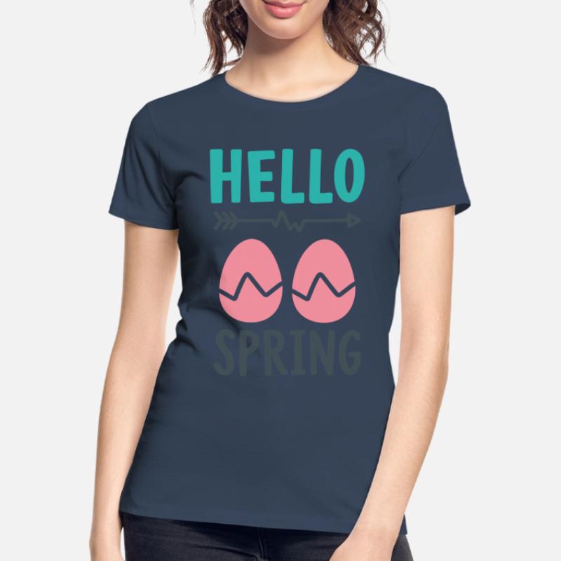 Hello Spring Spring Design with Easter Eggs Women's Premium Organic T-Shirt