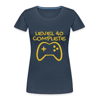 40e anniversaire - 40 ans de cadeau - T-shirt bio Premium Femme - bleu marine - Devant - Mia (176cm)