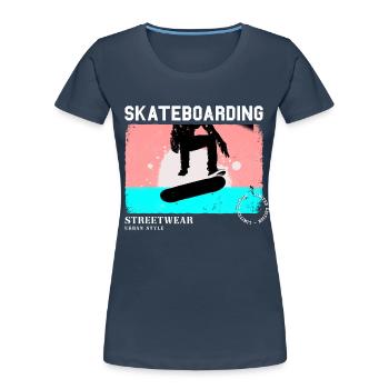 Skateboarding Skate Skater Skateboard Sk8 Vintage - Women's Premium Organic T-Shirt - navy - Front - Mia (176cm)