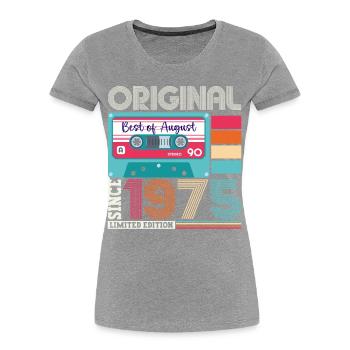 Original Août 1975 47ème Anniversaire Cadeau Rétro - T-shirt bio Premium Femme - bleu marine - Devant - Mia (176cm)