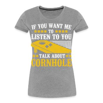 Joueur de sac de haricots de l’équipe Cornhole - T-shirt bio Premium Femme - bleu marine - Devant - Mia (176cm)