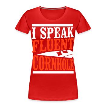 Joueur de sac de haricots de l’équipe Cornhole - T-shirt bio Premium Femme - bleu marine - Devant - Mia (176cm)