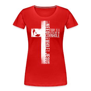 Cornhole Team Bean Bag Player - Frauen Premium Bio T-Shirt - Navy - Vorne - Mia (176cm)