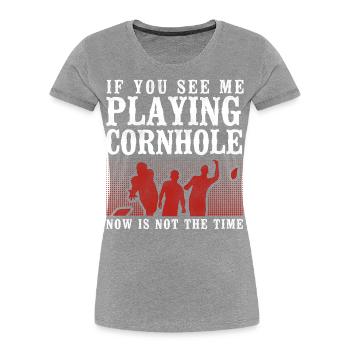 Joueur de sac de haricots de l’équipe Cornhole - T-shirt bio Premium Femme - bleu marine - Devant - Mia (176cm)
