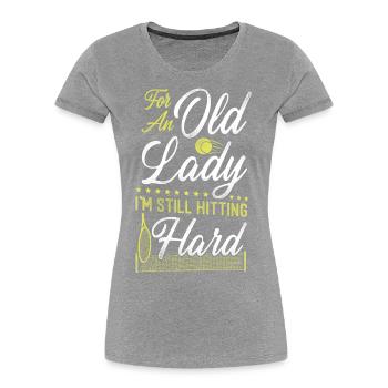 Drôle de joueur de tennis raquette grand-mère - T-shirt bio Premium Femme - bleu marine - Devant - Mia (176cm)
