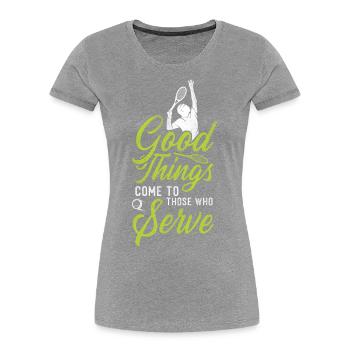 Drôle de joueur de tennis raquette bon - T-shirt bio Premium Femme - bleu marine - Devant - Mia (176cm)
