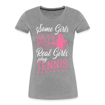 Drôle de joueur de tennis raquette fille - T-shirt bio Premium Femme - bleu marine - Devant - Mia (176cm)
