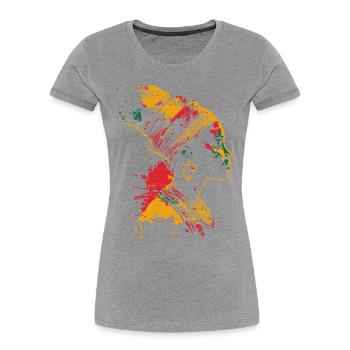 Farbenfrohes Heritage Black History Month Profil - Frauen Premium Bio T-Shirt - Navy - Vorne - Mia (176cm)