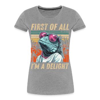 Fun Iguana Design - Tropical Retro Vibes - Women's Premium Organic T-Shirt - navy - Front - Mia (176cm)