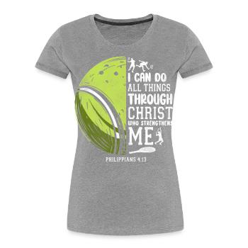 Funny Tennis Player Racket I Can - Frauen Premium Bio T-Shirt - Navy - Vorne - Mia (176cm)
