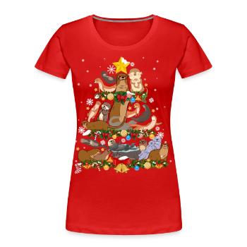 Otter Christmas Tree - Frauen Premium Bio T-Shirt -  - Vorne - Mia (176cm)