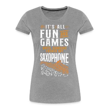 Saxophones It's All Fun And Games - Women's Premium Organic T-Shirt - navy - Front - Mia (176cm)