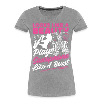 Saxophone Girl Female Looks Like A - Women's Premium Organic T-Shirt - navy - Front - Mia (176cm)