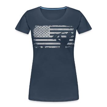 Saxophones American Flag - Women's Premium Organic T-Shirt - navy - Front - Mia (176cm)