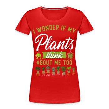 Plant Lover Gardening I Wonder If - Frauen Premium Bio T-Shirt - Navy - Vorne - Mia (176cm)
