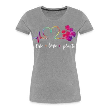 Amoureux des plantes Jardinage Amour en direct - T-shirt bio Premium Femme - bleu marine - Devant - Mia (176cm)