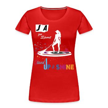 JA zu Sport & SUP 🏄‍♀️ STANDUP and SHINE - Frauen Premium Bio T-Shirt - Navy - Vorne - Mia (176cm)