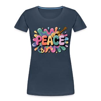 PEACE – Psychedelic - Frauen Premium Bio T-Shirt - Navy - Vorne - Mia (176cm)